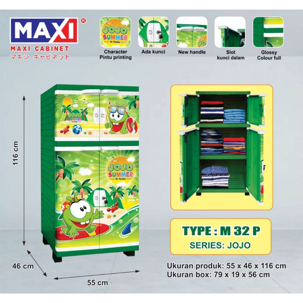 Lemari Pakaian Plastik - Lemari Plastik - Lemari Pakaian - Lemari Anak - Lemari Karakter - Lemari Mi