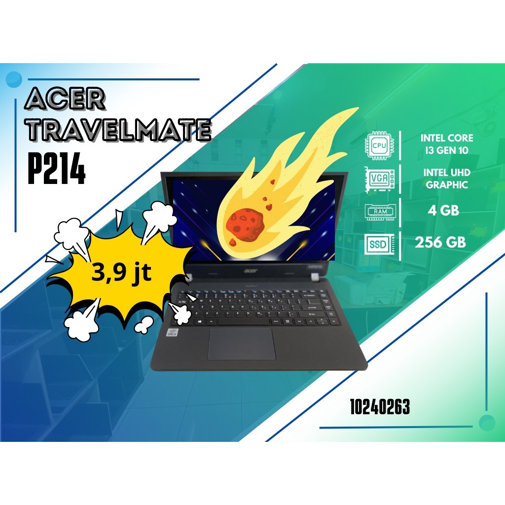 ACER TRAVELMATE P214 | INTEL CORE I3 GEN 10 | INTEL UHD GRAPHIC