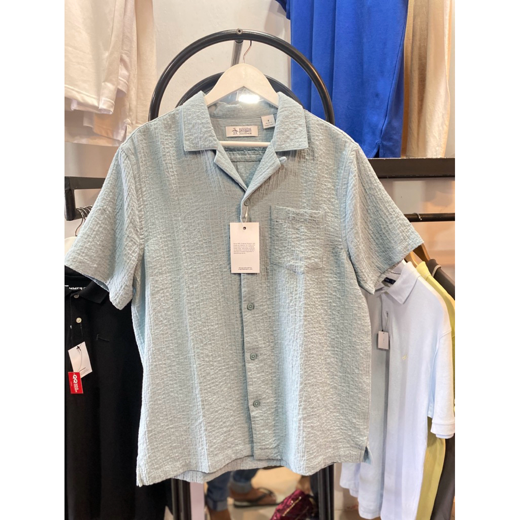 Kemeja Lengan Pendek Open Collar Pria