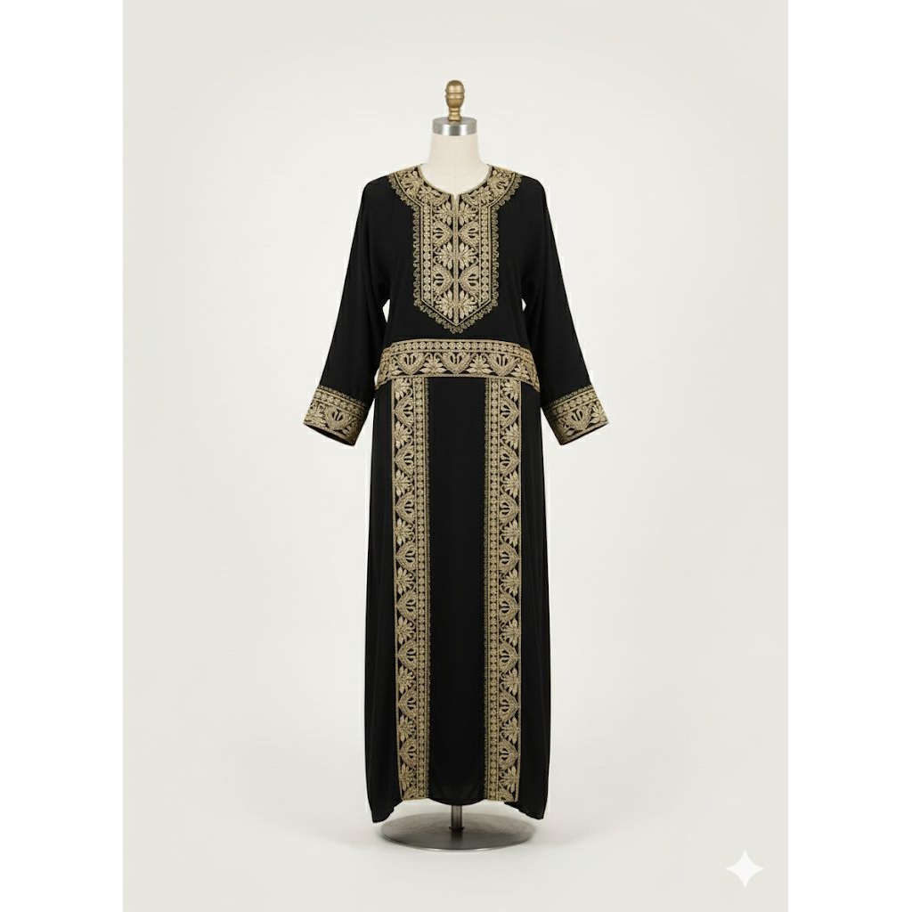 ABAYA HITAM RENDA GOLD MEWAH/ ABAYA YALILI HITAM TRENDY/GAMIS ABAYA HITAM KEKINIAN/GAMIS ABAYA SIMPL