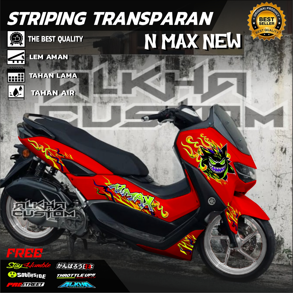 Stiker nmax new 155 fariasi STRIPING TRANSPARAN YAMAHA NMAX NEW Bisa Reques Warna Nama STIKER NMAX