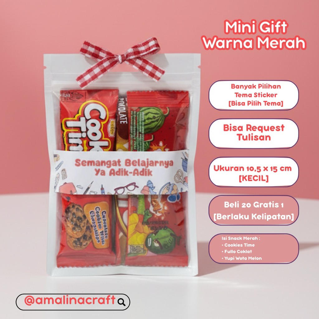 

[BELI 20 GRATIS 1 BERLAKU KELIPATAN] Mini Gift Snack MERAH - Hampers KECIL! - Sudah Termasuk Snack - Snack Freebies - Hadiah Ulang Tahun - TERMURAH