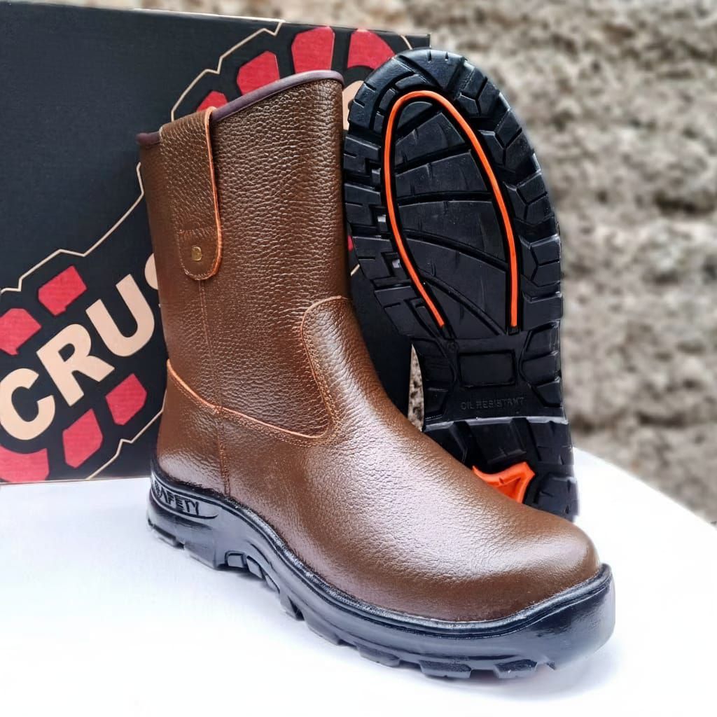 LAKHI-Sepatu Safety proyek kulit asli ref kruser texas brown