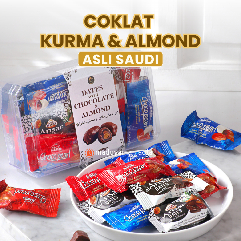 Coklat Kurma Almond Al-Anshar Chocolate dates with Almond Asli Saudi