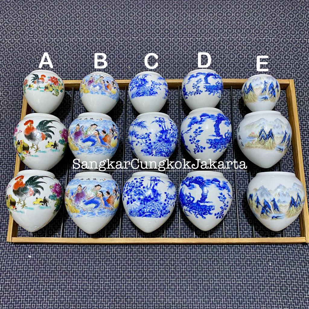 Cepuk Keramik Burung Besar Hwamei Wambi Murai Anis Ori Cungkok Isi 3pcs