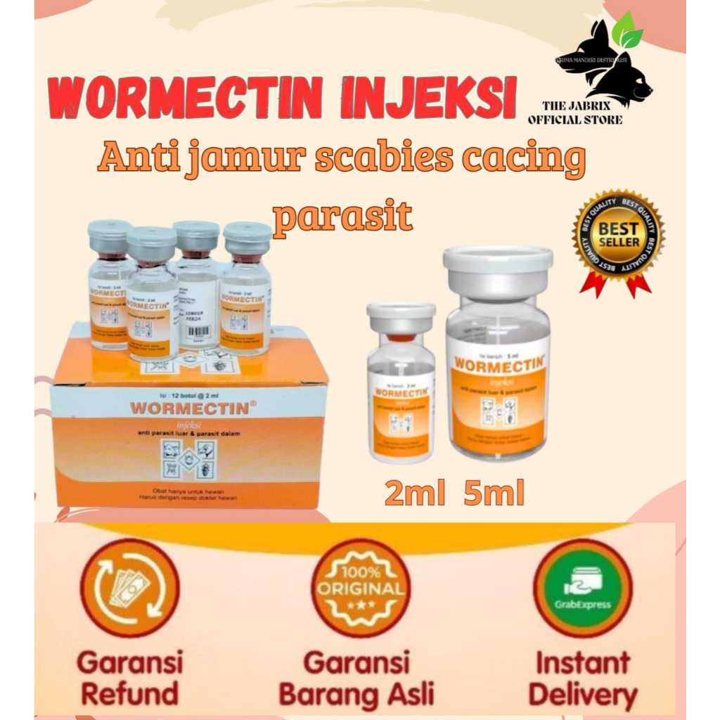 WORMECTIN INJEKSI medion obat jamur scabies parasit cacing kucing anjing domba babi sapi kelinci kam