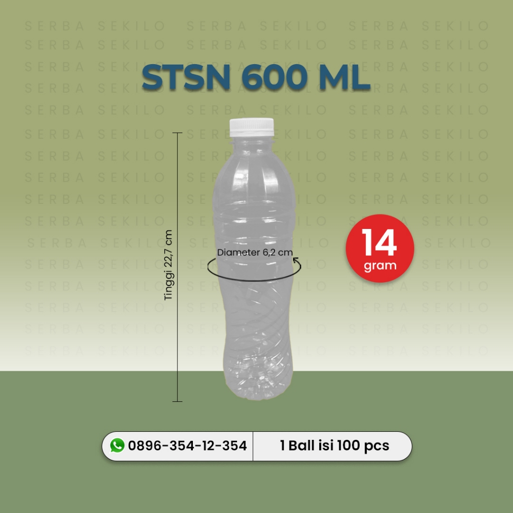BOTOL STSN 600 ML 1 KG ISI 18 PCS EDIT
