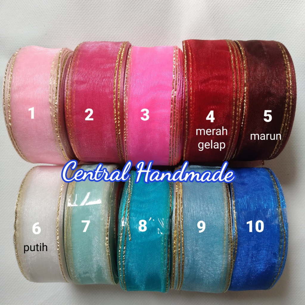 Pita Organdi / Kaca / Organza 1" (2.5cm) List Emas per Roll
