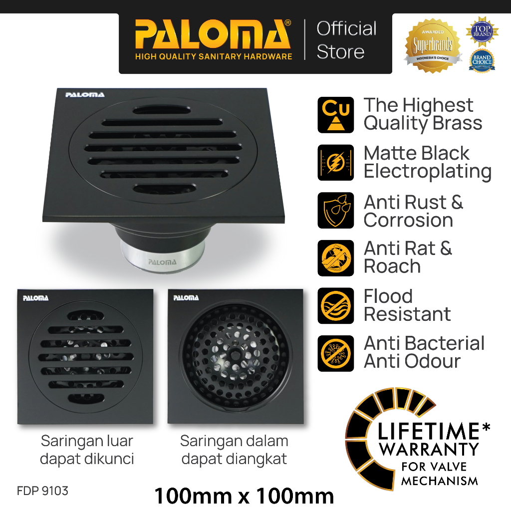 PALOMA FDP 9103 Floor Drain Strainer Saringan Got Kamar Mandi Anti Bau