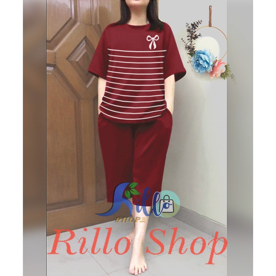 RILLO - Setelan 3/4 Jumbo Ribbon Salur