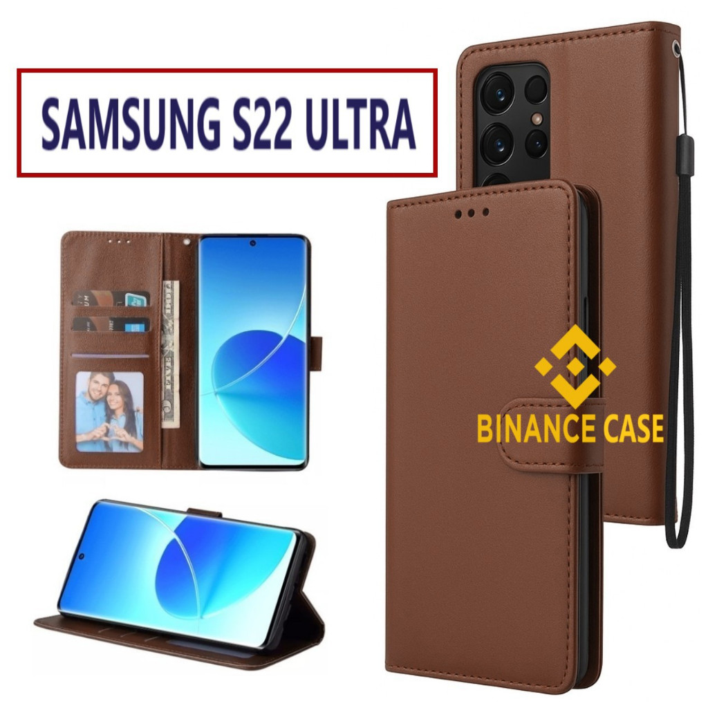 LEATHER FLIP CASE SAMSUNG S22 ULTRA CASE KULIT FLIP WALLET LEATHER KULIT PREMIUM SARUNG BUKA TUTUP K