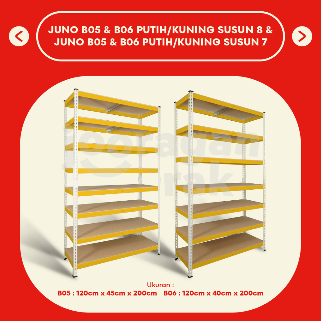 KRISBOW RAK BESI GUDANG SIKU LUBANG SERBAGUNA TIDAK PERLU BAUT HEAVY DUTY | PUTIH - KUNING