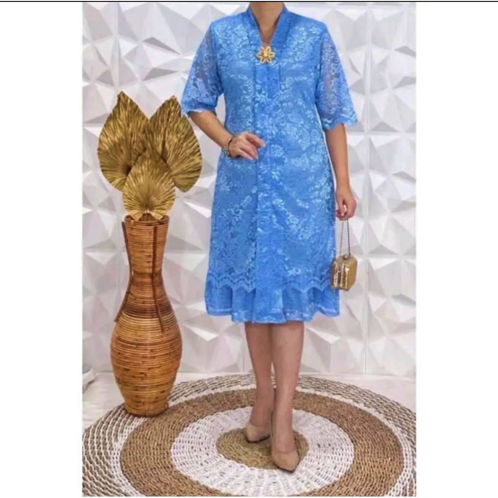 TM - DRESS PESTA WANITA MODEL KARTINI KANCING DEPAN - DRESS WANITA MODEL TERBARU/ GAUN NATAL/ GAUN W