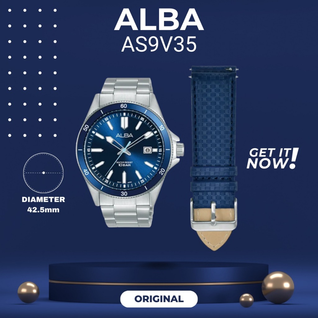 ALBA AS9V35 PRIA ORIGINAL JAM TANGAN COWOK ARLOJI COWOK FASHION