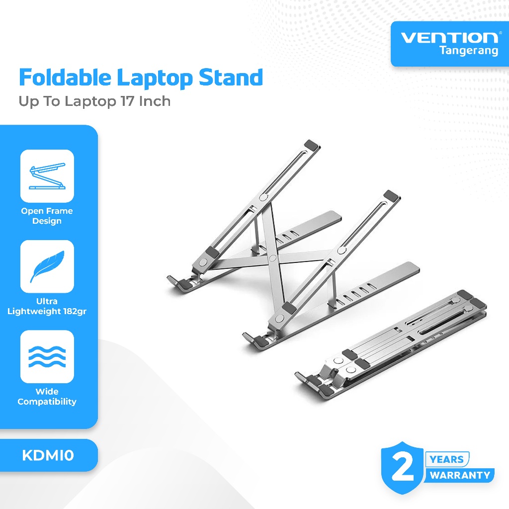 Vention Laptop Stand Aluminum Alloy Dudukan Laptop Notebook Foldable Up To 17" 17 Inch - KDMI0