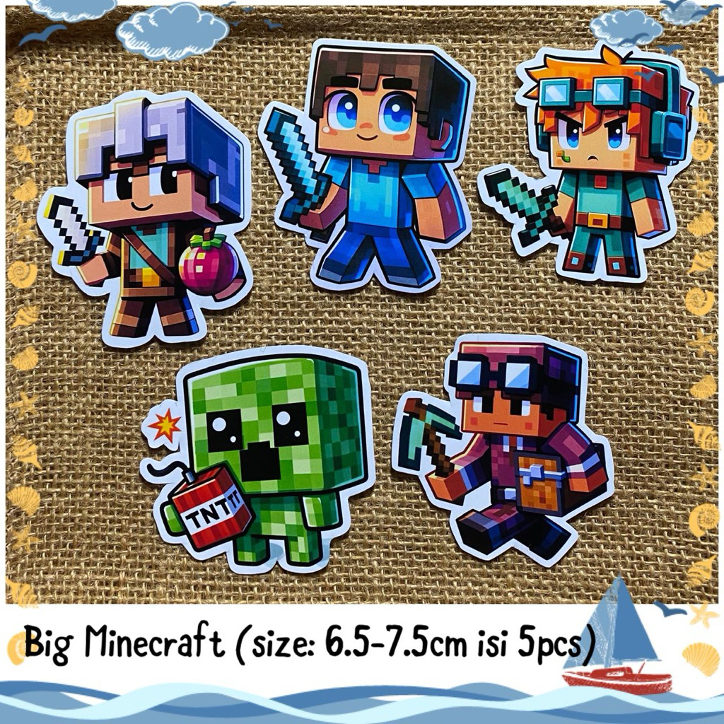 sticker tempelan glossy minecraft / mini minecraft / jumbo minecraft