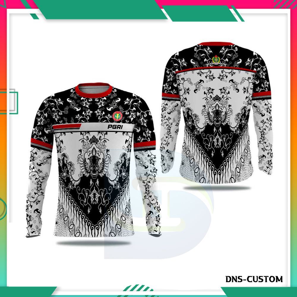 Kaos PGRI Pria Printing Motif Batik Modern