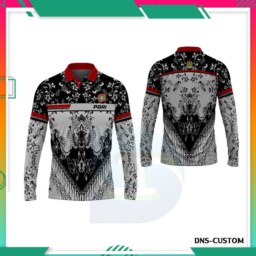 Baju Polo Guru PGRI Pria / Kaos Batik Guru PGRI Fullprinting