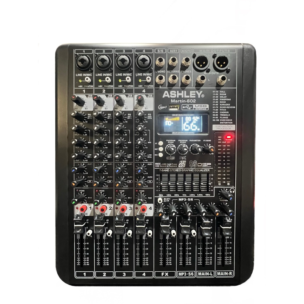 Power Mixer Ashley Martin602 original 6 Channel 4 Mono Mic Line+Stereo LR