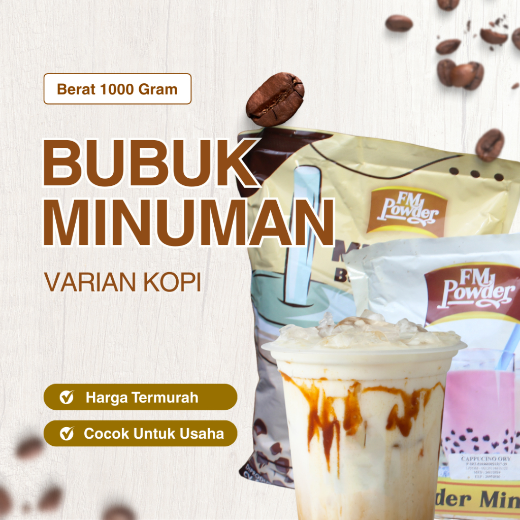 Bubuk Minuman Varian Kopi Kekinian 1kg | Bubuk Cappuccino Kopi Susu | Cocok untuk Restoran dan Kafe
