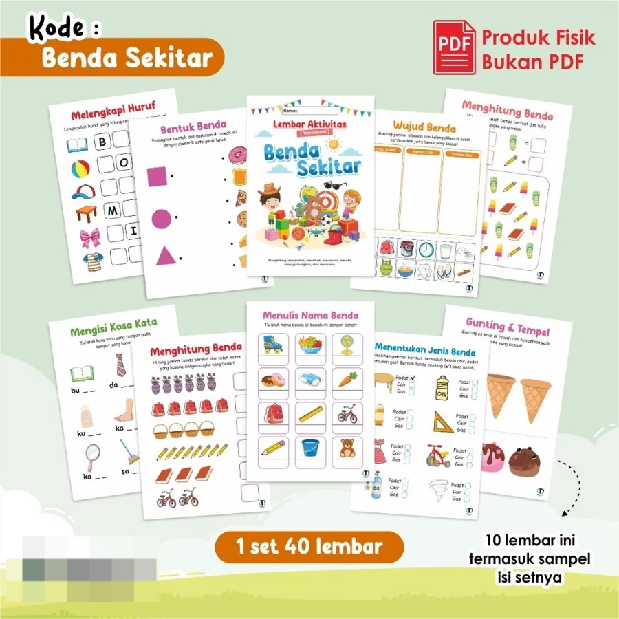 

LEMBAR KERJA BELAJAR ANAK - KERTAS EDUKASI MEDIA BELAJAR - WORKSHEET A5 [BENDA SEKITAR] READY STOCK
