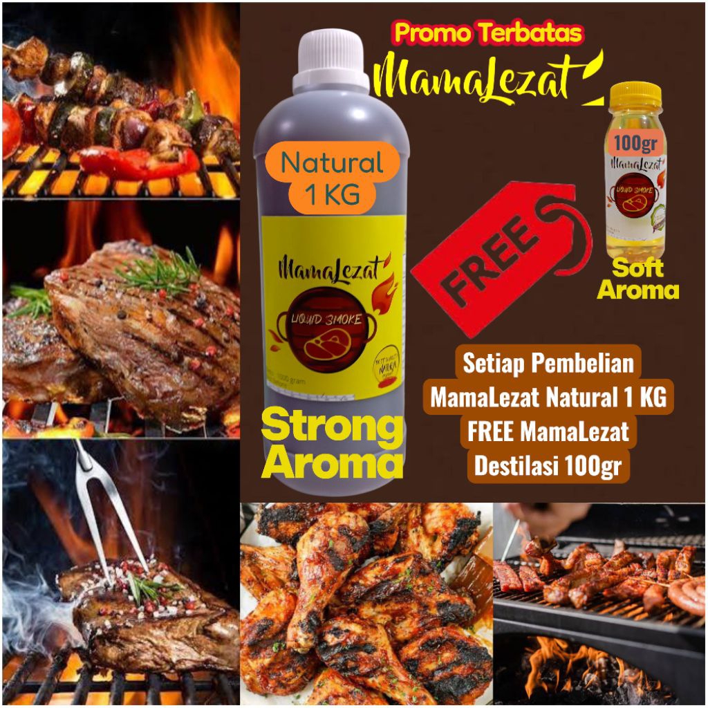 

MamaLezat Liquid Smoky Natural 1 KG FREE 100gr Destilasi Liquid Smoke Promo Menarik Terbatas