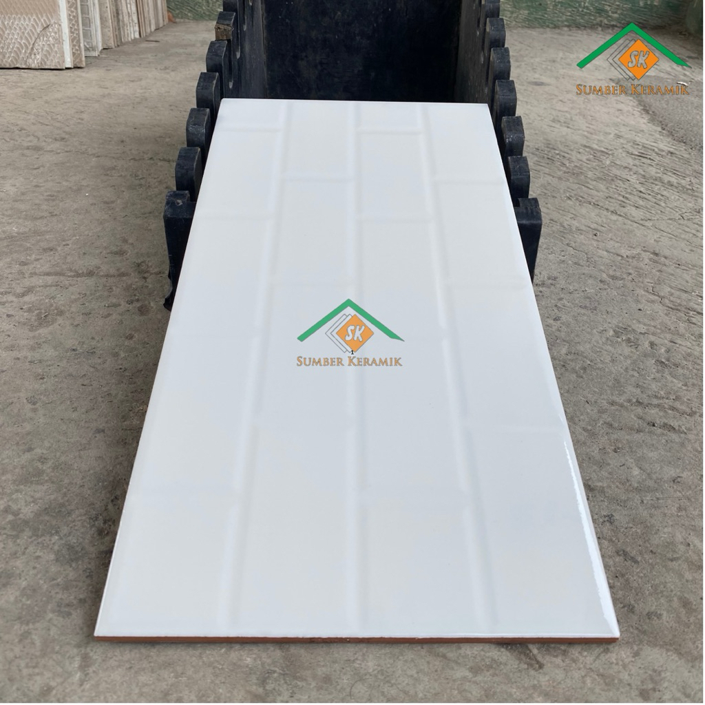 Keramik dinding Sion white 25x50 glossy uno