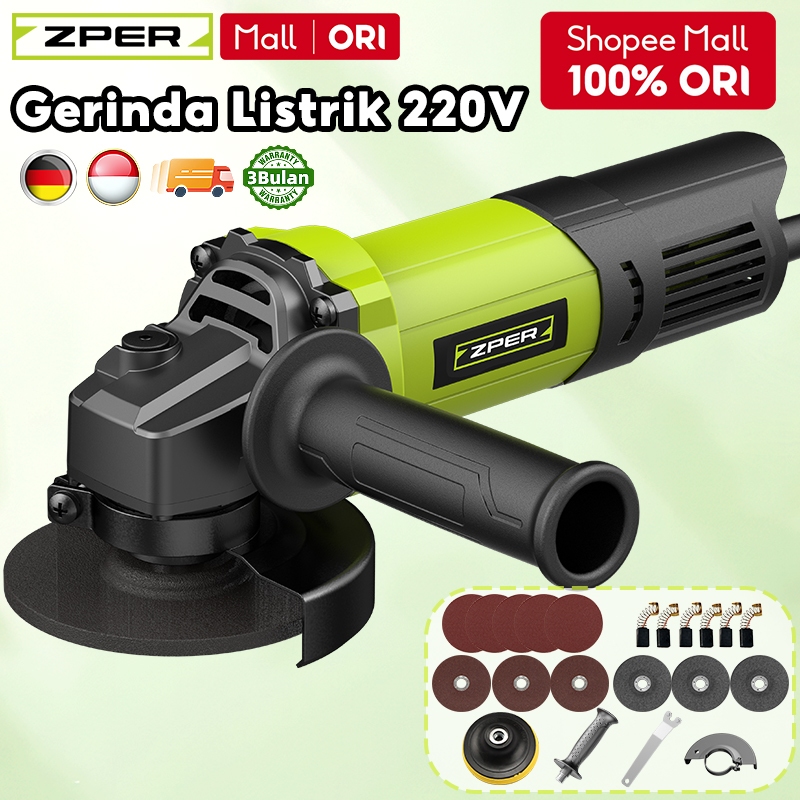 ZPER Mesin Gerinda Angle Grinder Tangan Listrik Penggiling Sudut Portable Multifungsi Untuk Potong