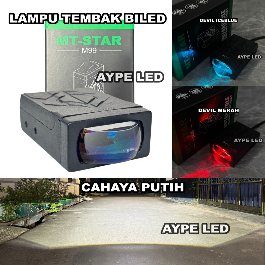 Lampu Tembak Biled M99 Bluelens Slim Gepeng Demon Eyes Cahaya Biled Waterproof Tahan air