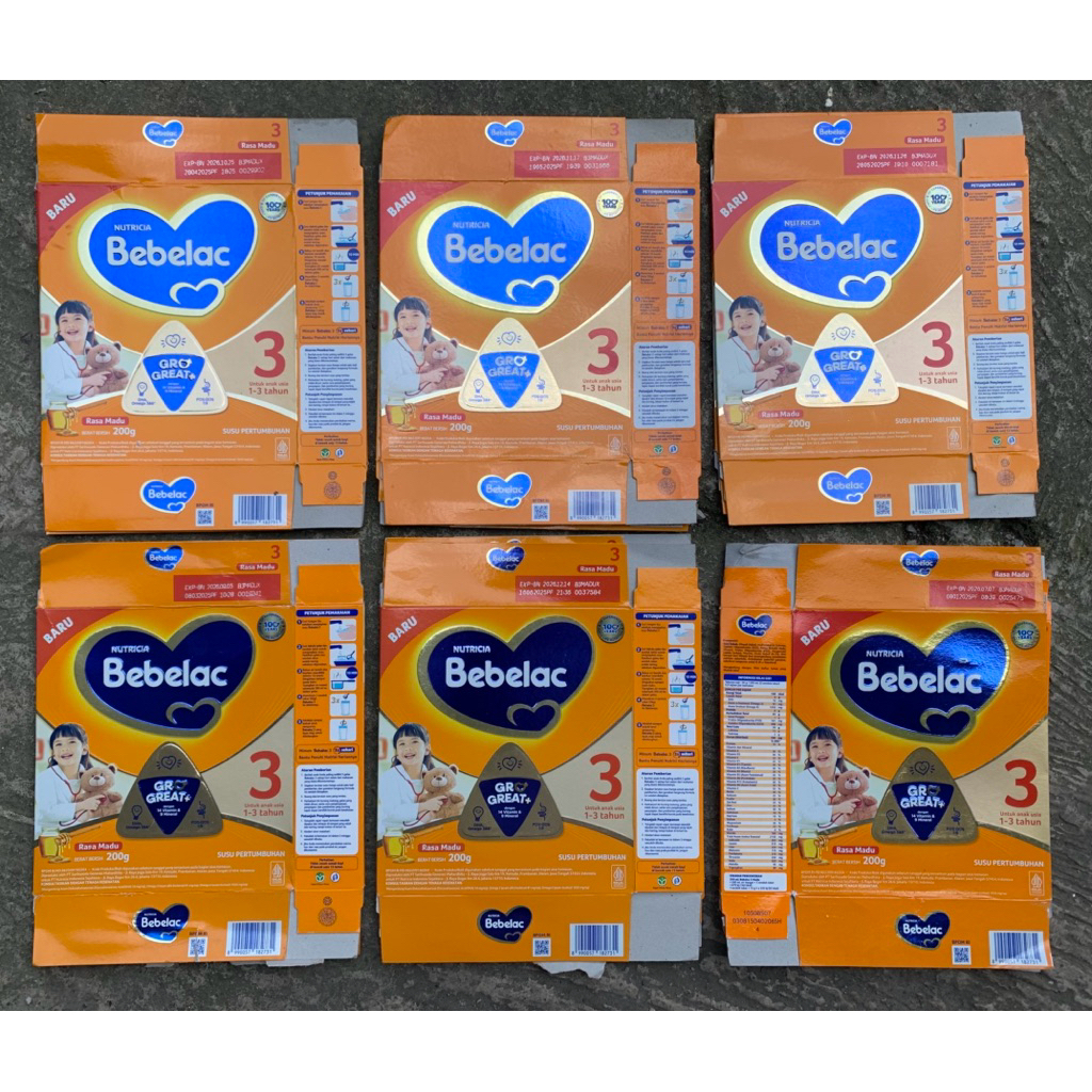 kardus susu bebelac3 200g (bekas)