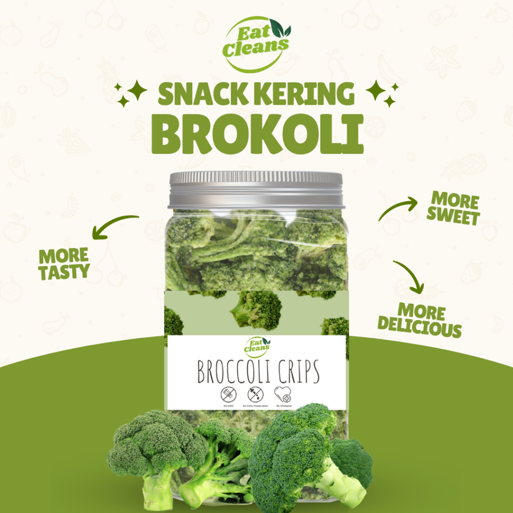 Keripik Brokoli Crispy - Snack Freeze Dried Broccoli - Keripik Buah Sayur Premium - Snack Diet Sehat