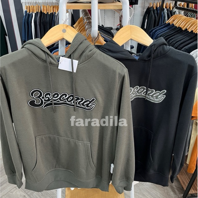 Hoodie 3second 2 Warna Reguler Fit Bordir 100% Original