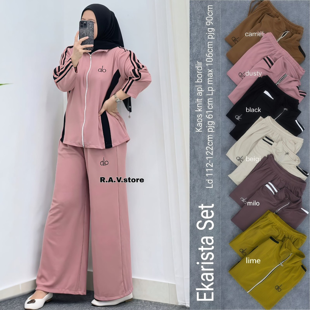 EKARISTA SET ORIGINAL BY RAV STORE oneset setcel setelan atasan dan kulot kaos knit premium sporty o