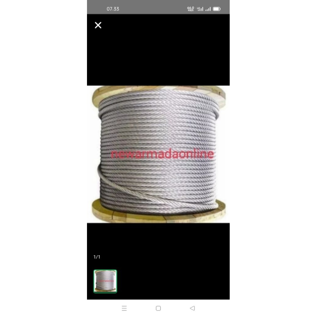 kawat seling baja galvanis uk 12 mm x 6 x 36 iwrc