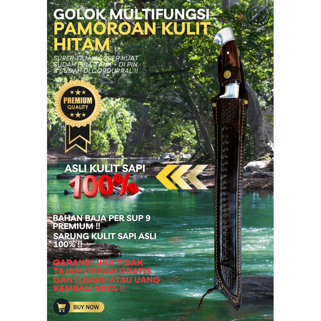 [BAJA PREMIUM] GOLOK KEBUN PAMOROAN KULIT HITAM GOLOK BAJA SUPER TAJAM Baja Per SUP9 Asli Original