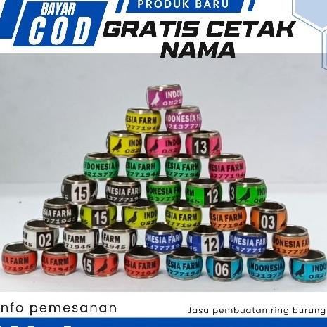 RING BURUNG BAJA STIKER STANDART 10 | CUSTOM CETAK NAMA | MERPATI | PERKUTUT | MURAI  | LOVEBIRD | P