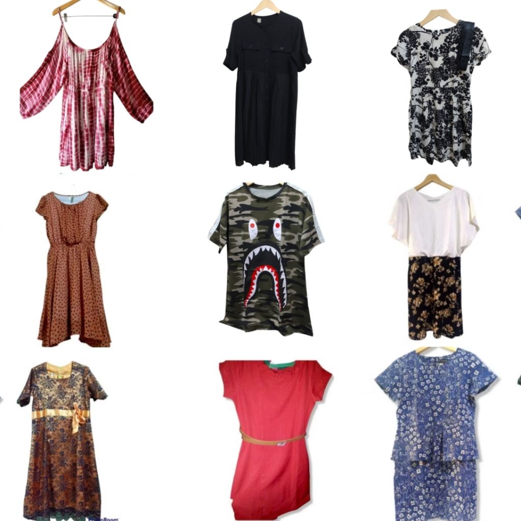 DRESS WANITA XL XXL JUMBO BIG SIZE BRANDED PRELOVED MERAH BORKAT BRUKAT PREMIUM BATIK