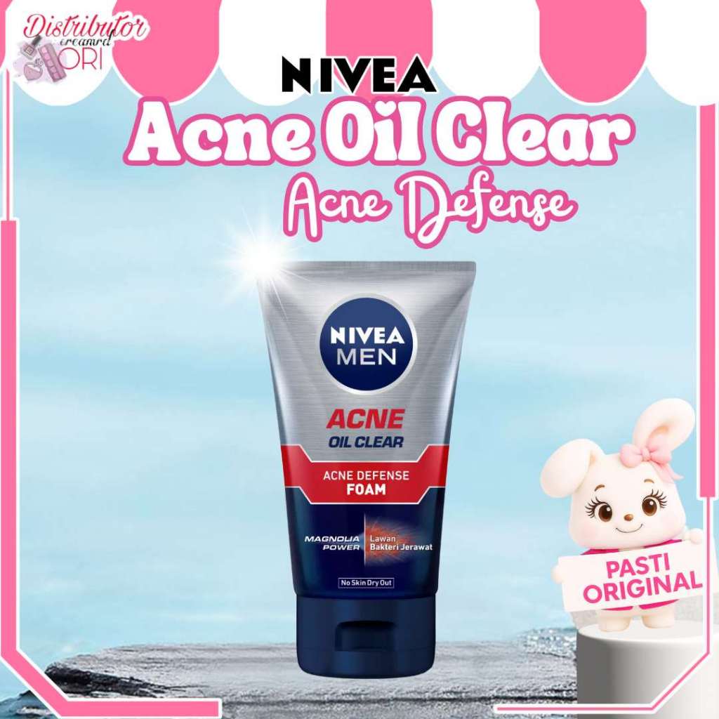 NIVEA MEN Facial Foam Oil Clear Acne Defense 50ml | Distributor Cream Ori