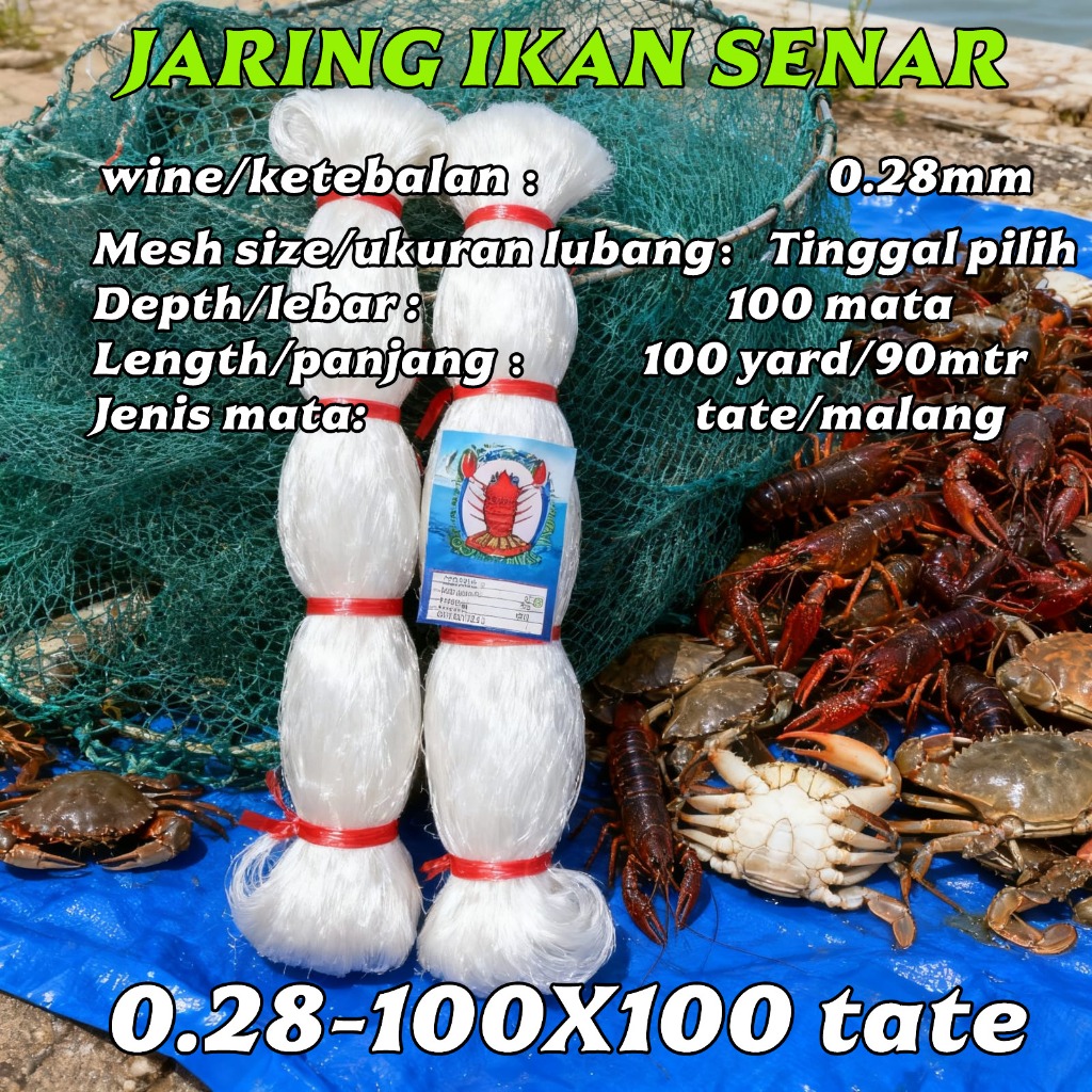 Jaring Ikan Ukuran 0.28x100x100 Tate/Melintang