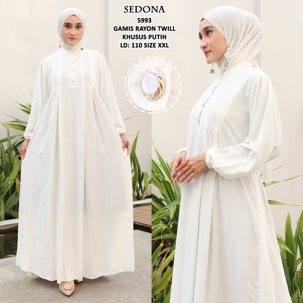 gamis rayon twill hitam putih