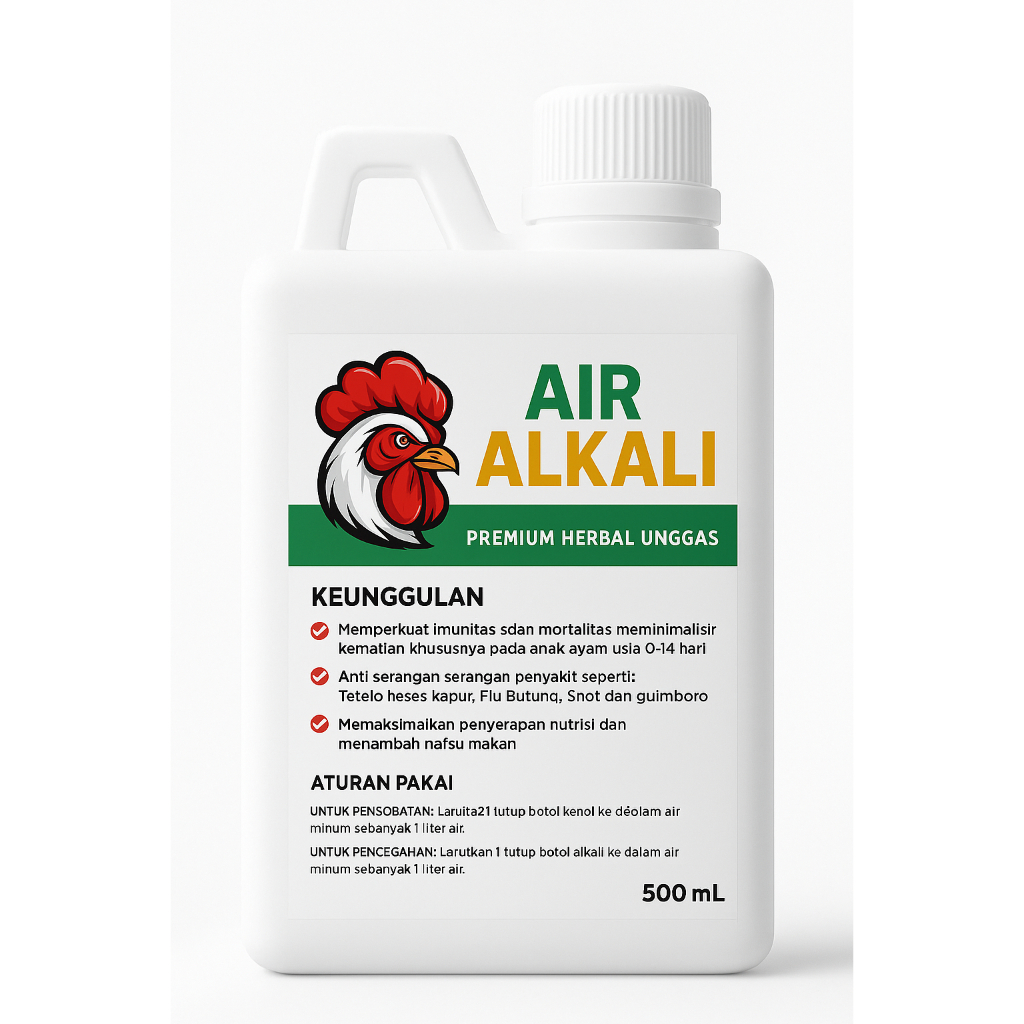 Obat Ayam Herbal Air Alkali – Cegah Flu, Tetelo, Gumboro, Snot & Feses Kapur