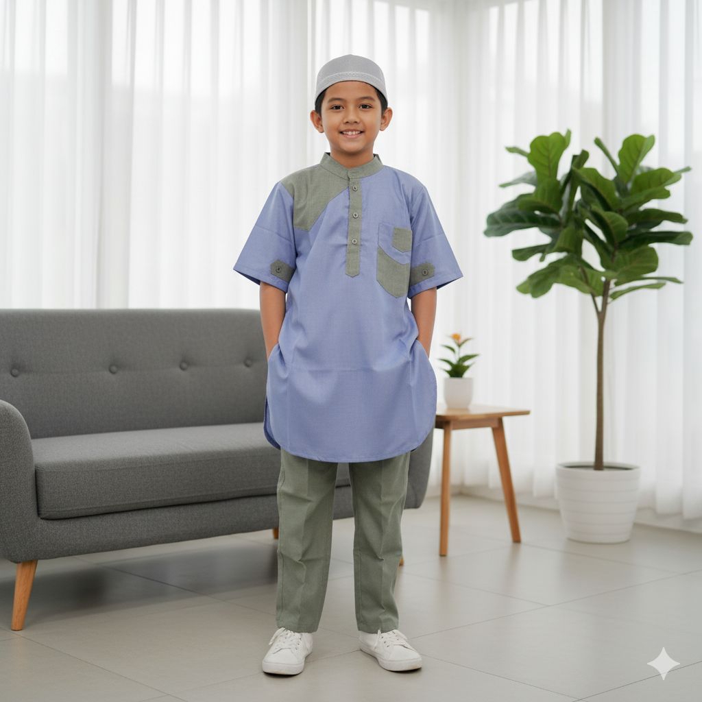VBKids_SET KURTA SET KOKO ANAK KATUN MADINA ADEM LEMBUT FREE PECI