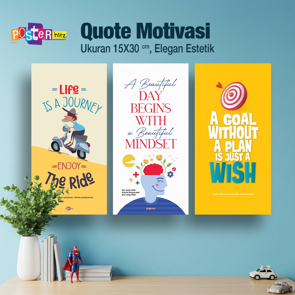 POSTER HIASAN DINDING KATA-KATA MOTIVASI  UKURAN 15x30 cm