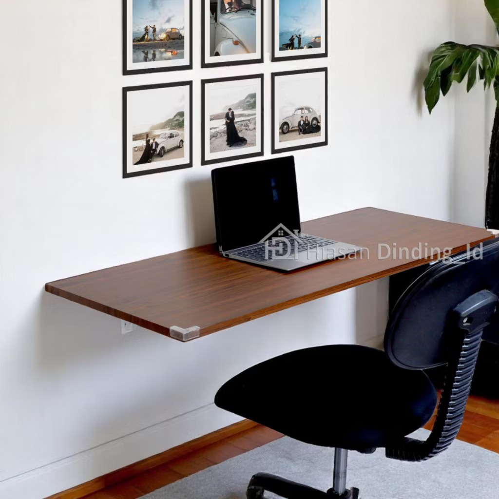 Meja Setrika Lipat Dinding Motif Kayu Gelap, Meja Lipat Serbaguna Kuat dan Kokoh