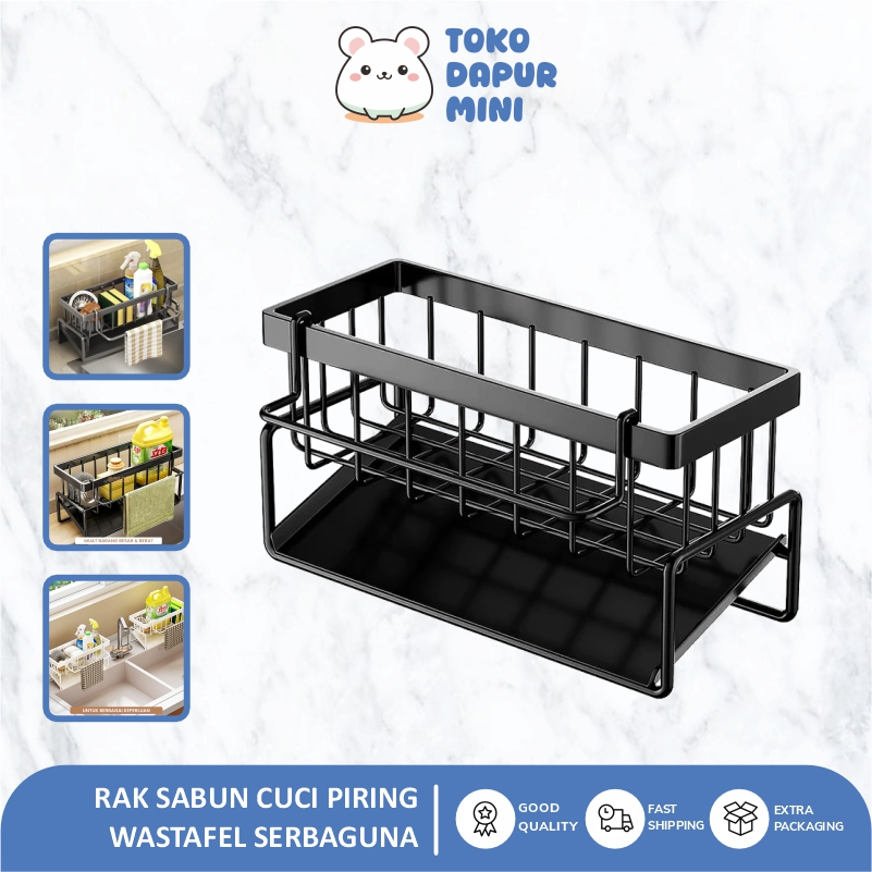 Rak Pengering Sponge Sabun Cuci Piring Rak Bumbu Dapur Rak Kamar Mandi Stainless Rak Cuci piring