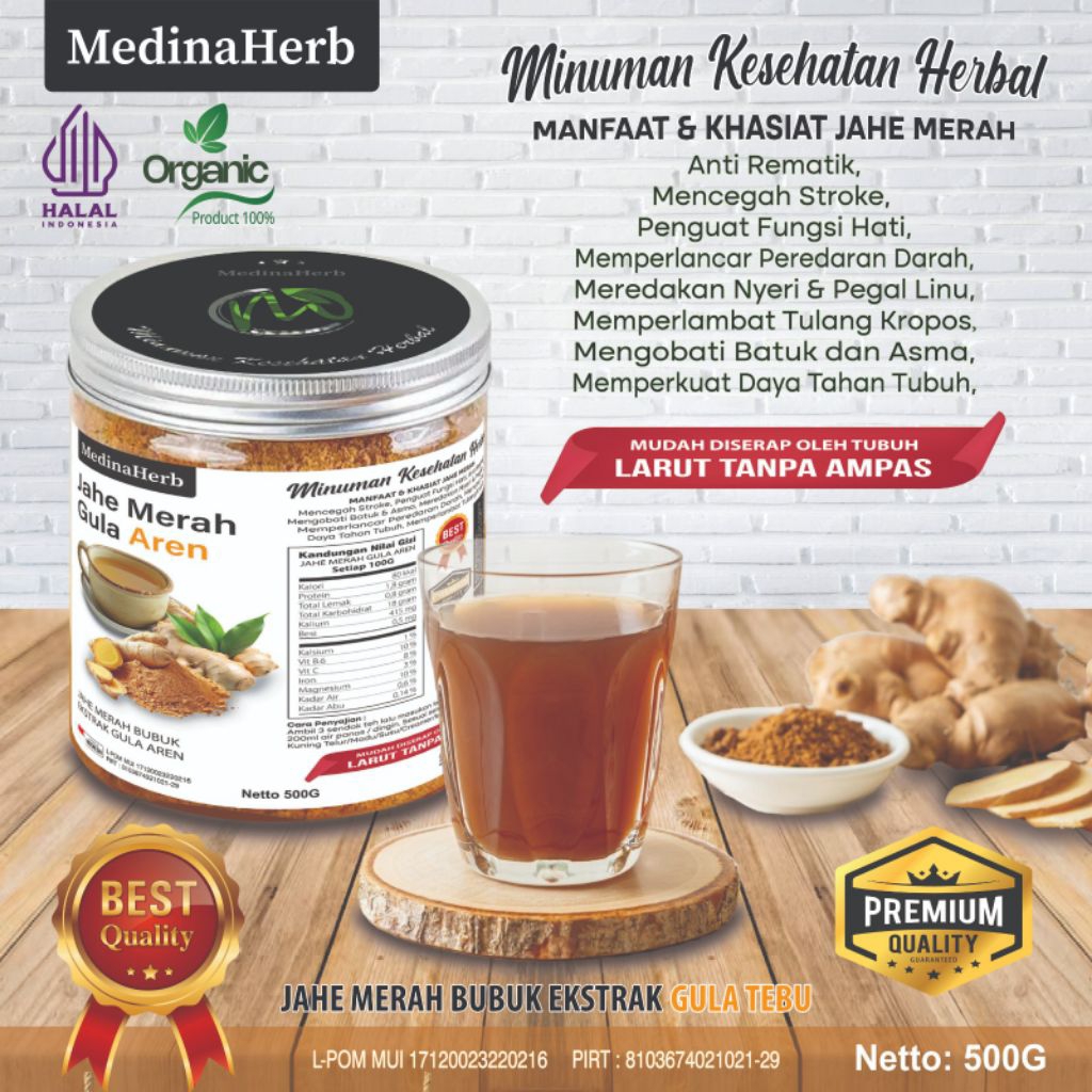 

JAHE MERAH BUBUK SEGAR 500G 330G 250G PREMIUM GULA AREN TANPA AMPAS