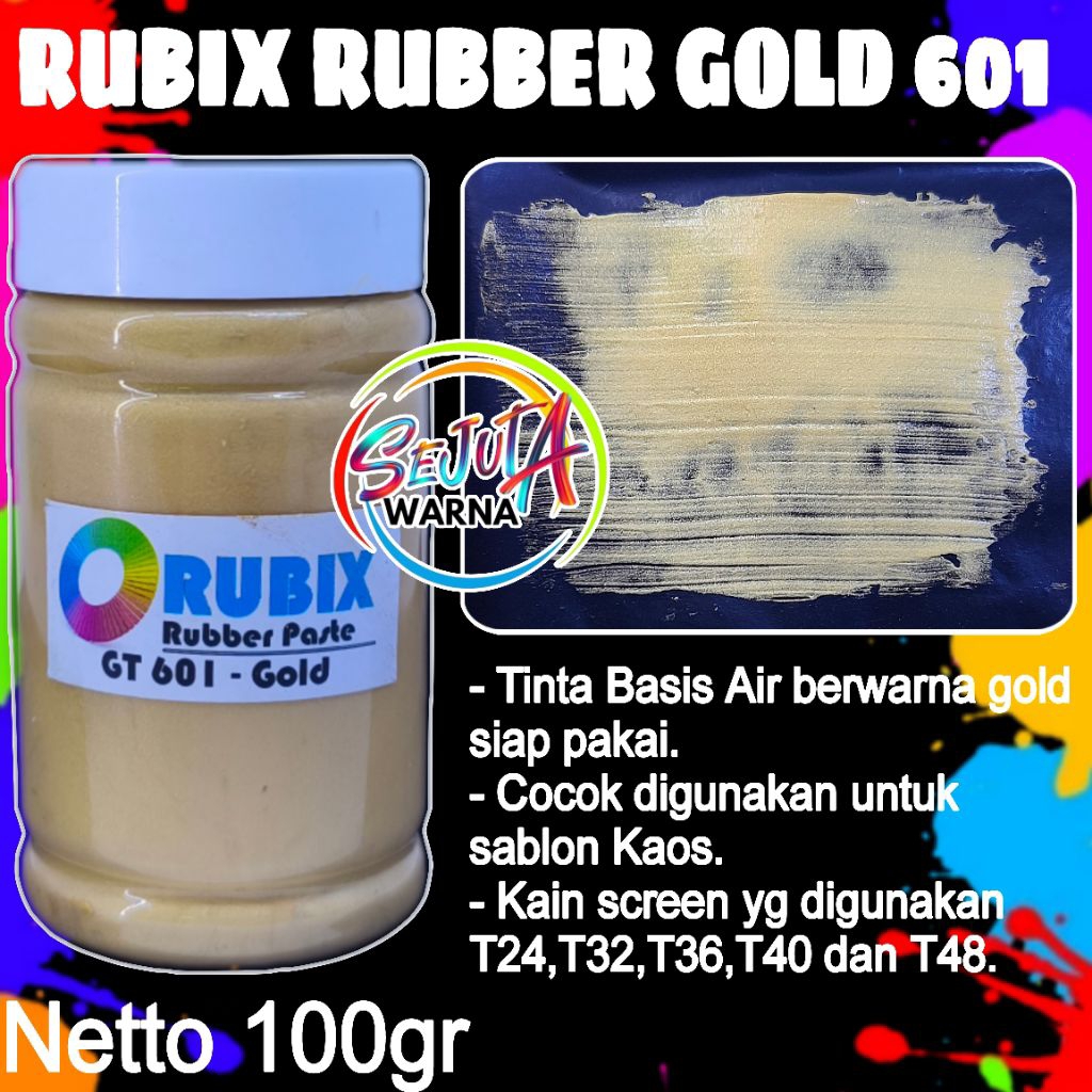 RUBIX RUBBER GOLD 601 BASIS AIR TINTA EMAS GOLD 100GR