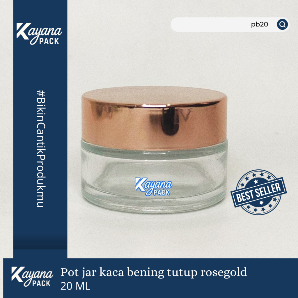 POT JAR BENING CAP ROSE GOLD CLEAR KRIM WAJAH 20ML TUTUP ROSEGOLD 20 ML (PB20)