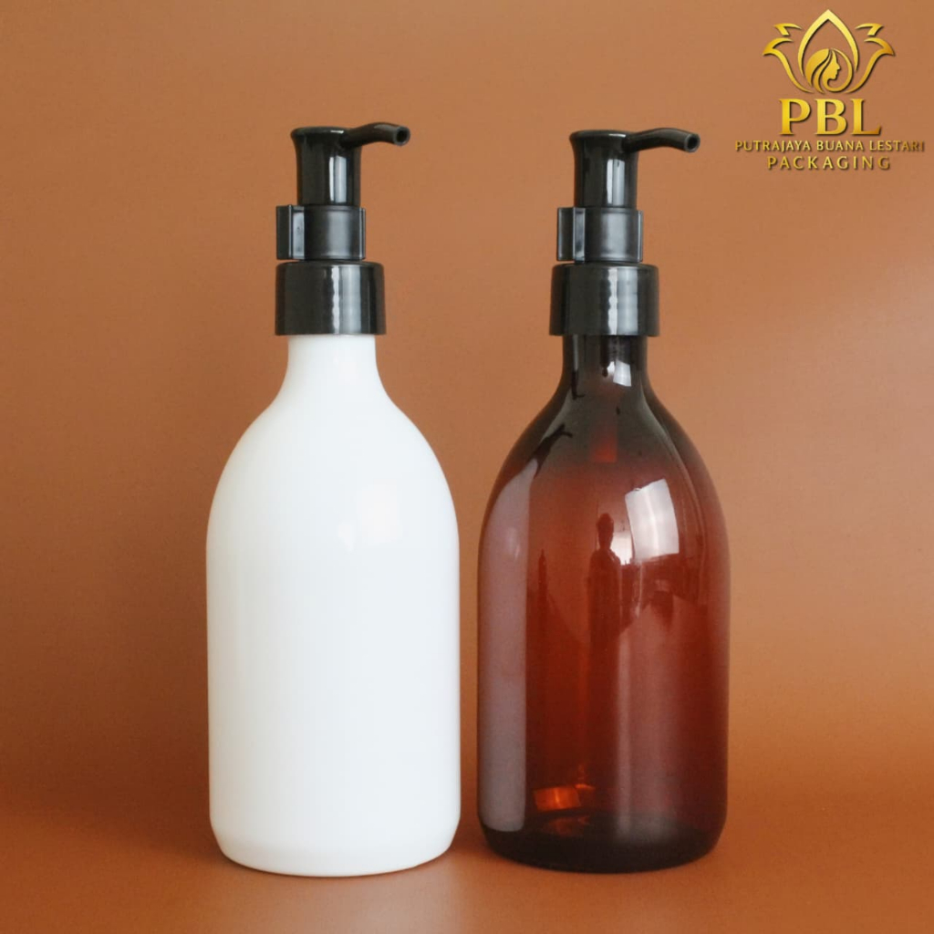 Botol Pump 300ml-Tutup Pump Clip Oil Hitam Neck 24 Smooth/ Botol Body Lotion/ Botol Sabun & Shampoo 