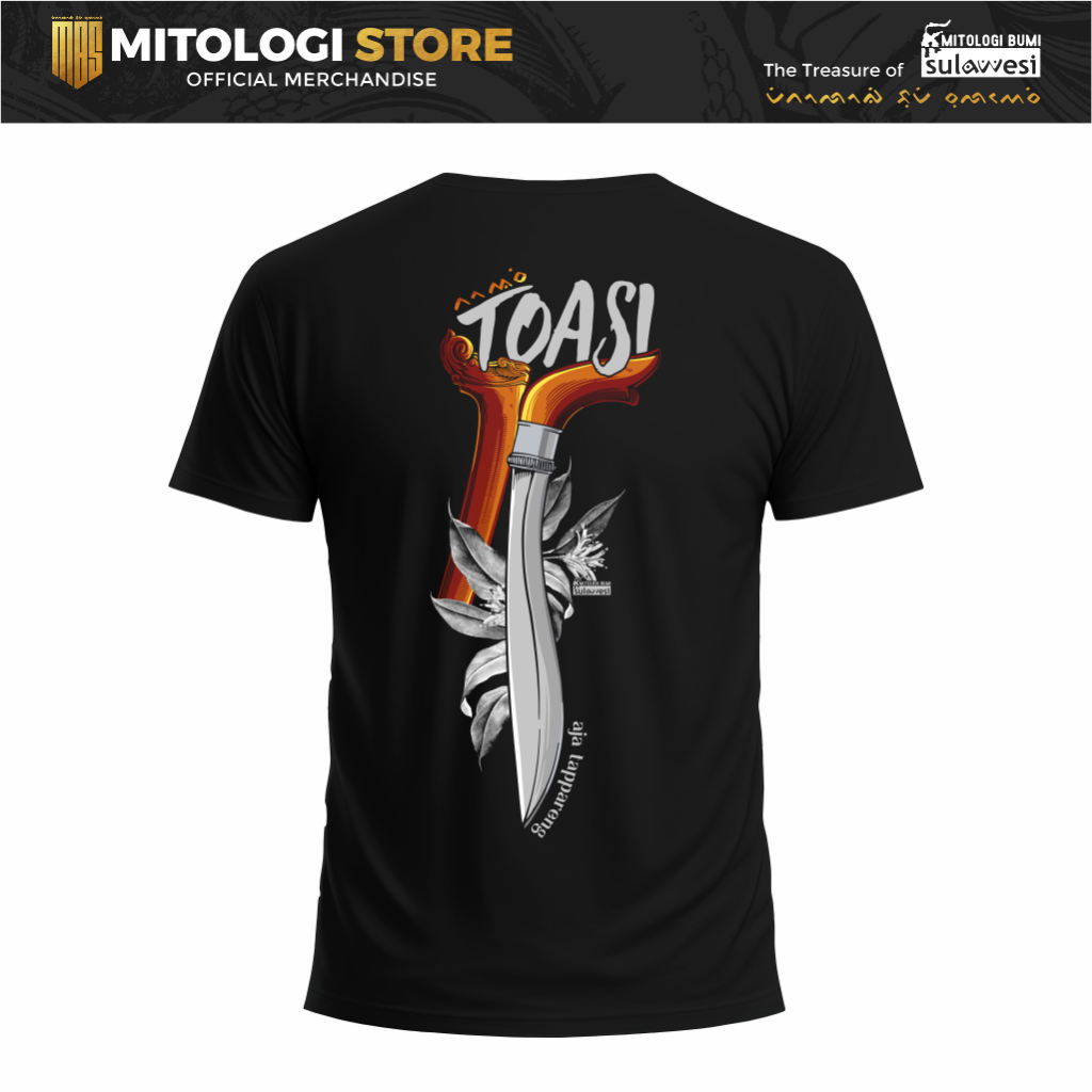 Kaos Mitologi Bumi Sulawesi - Badik Toasi - 100% Katun Premium 24s - Bugis Makassar